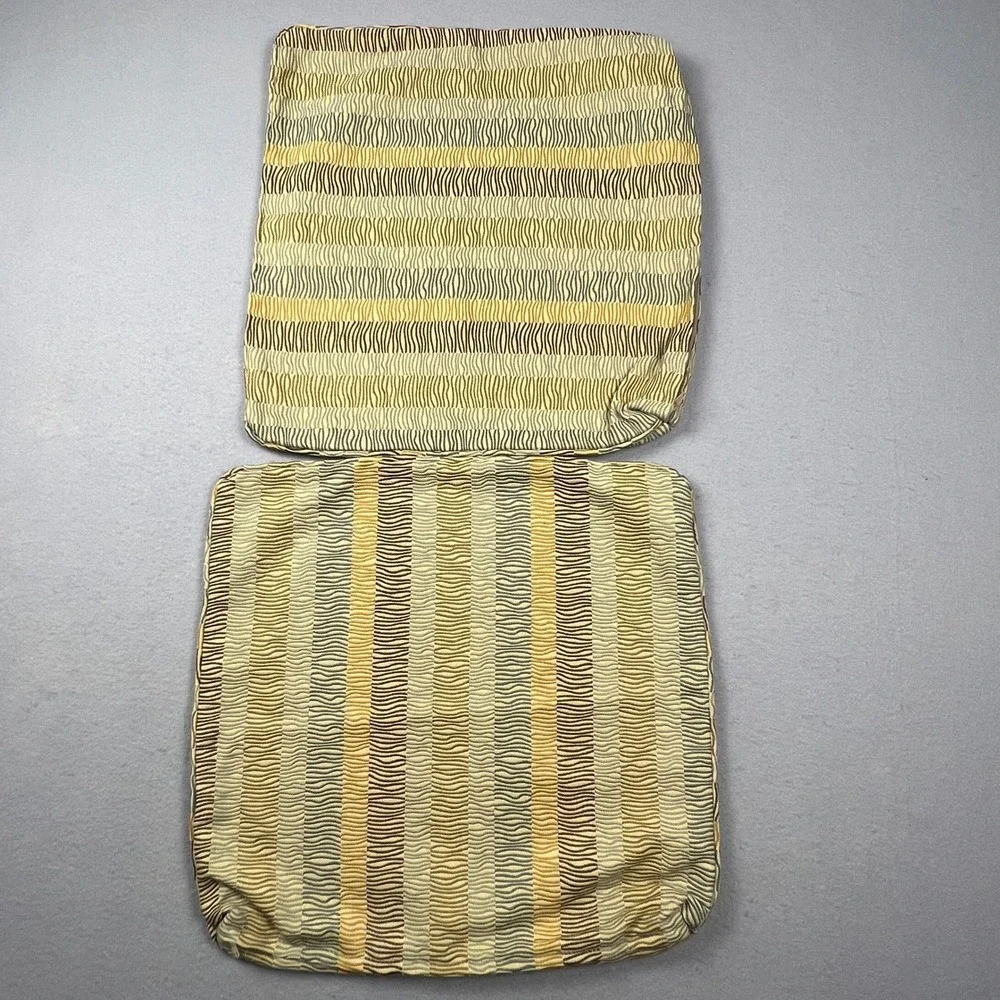 VTG Handmade Throw Pillow Covers Set of 2 18x18 Gold Tan Striped Grandmacore